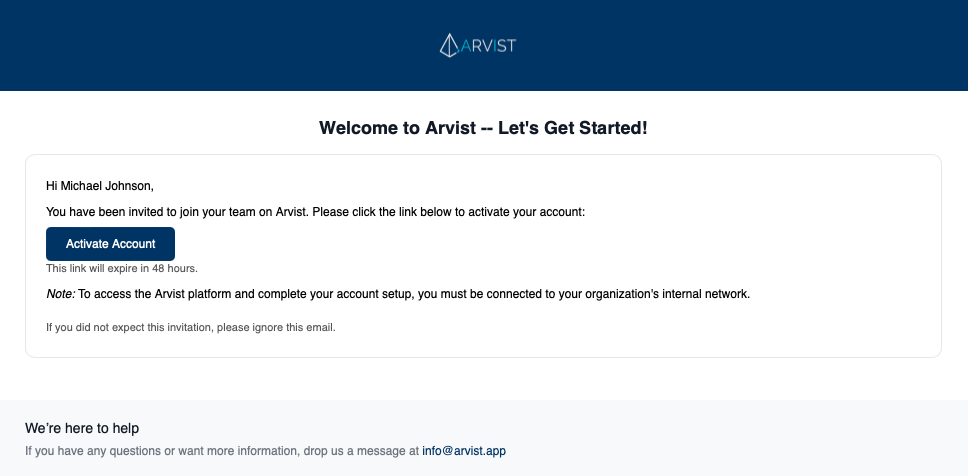 Activate Account Email