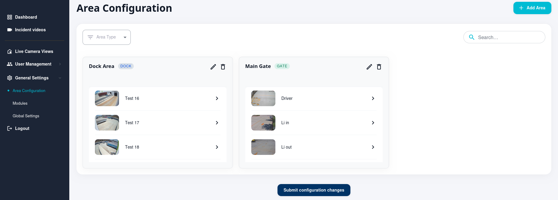 Area Configuration Interface