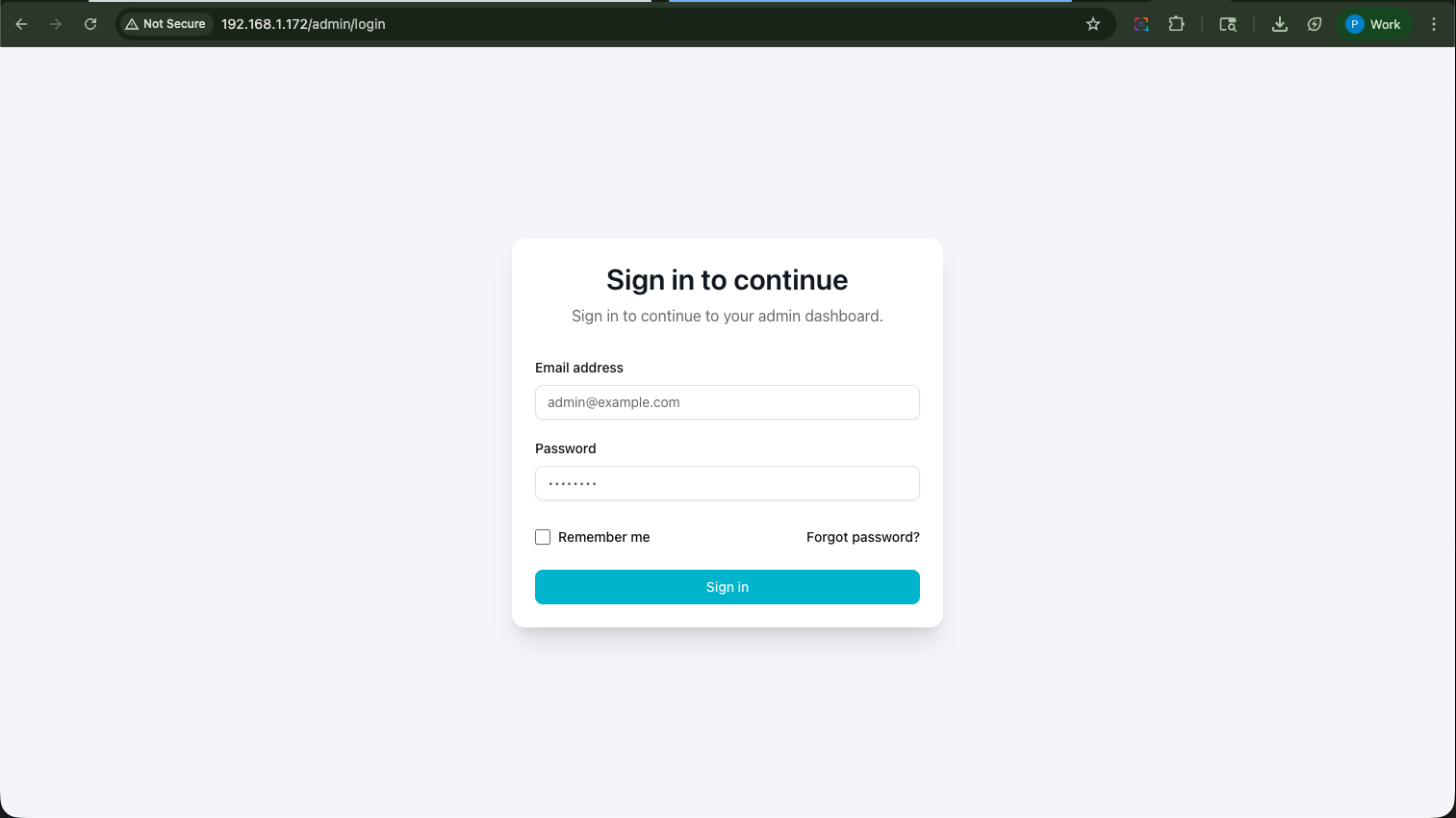 Arvist login page showing the Sign in to continue form with email and password fields