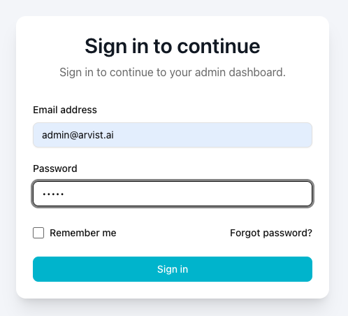 Login form with email address filled in and Sign in button