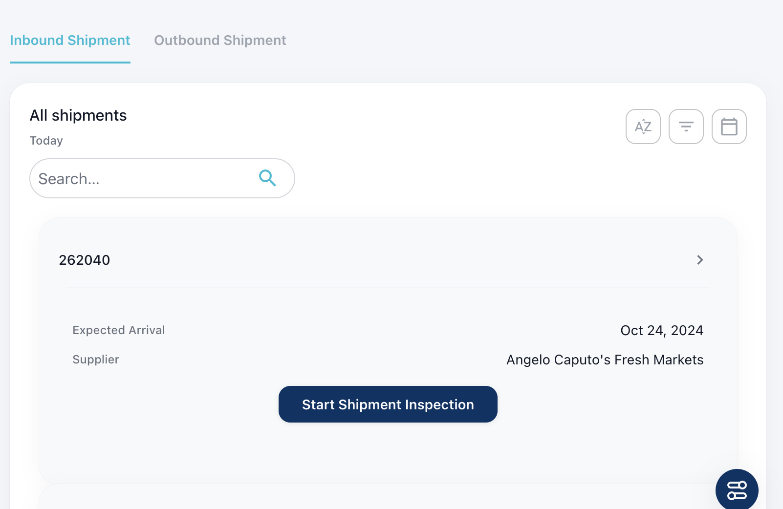 Shipment Processing Homepage