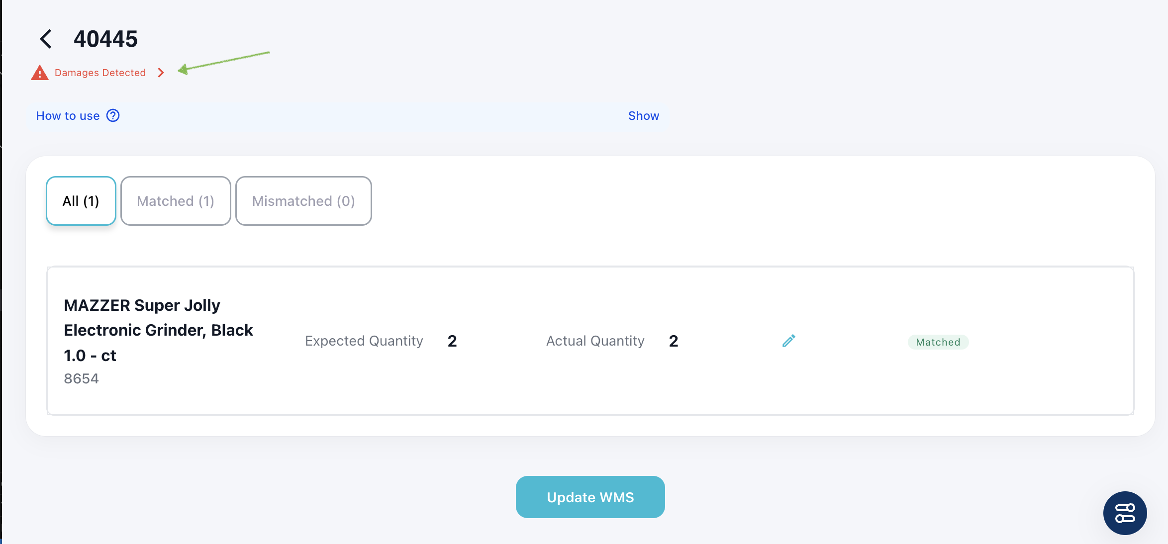 Shipment Inspection Summary Screen